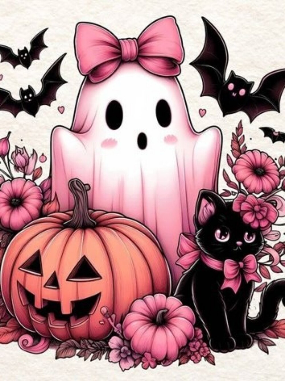 Black Cat Ghost DIY 5D Full Round Drill Diamond Painting